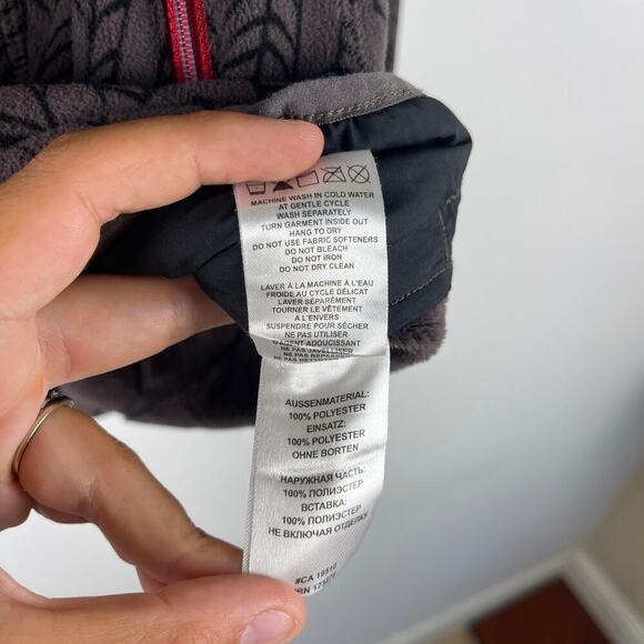 Lole Grey Black Pink Full Zip Fleece Patterned Jacket Warm Women's Size Large - Picture 7 of 11